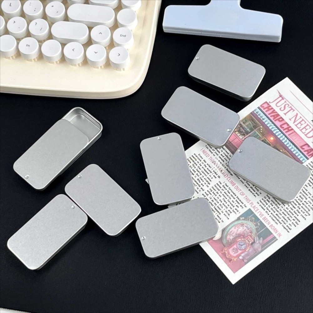 Tin Container Lid - Металлическая прямоугольная коробка с выдвижной крышкой
